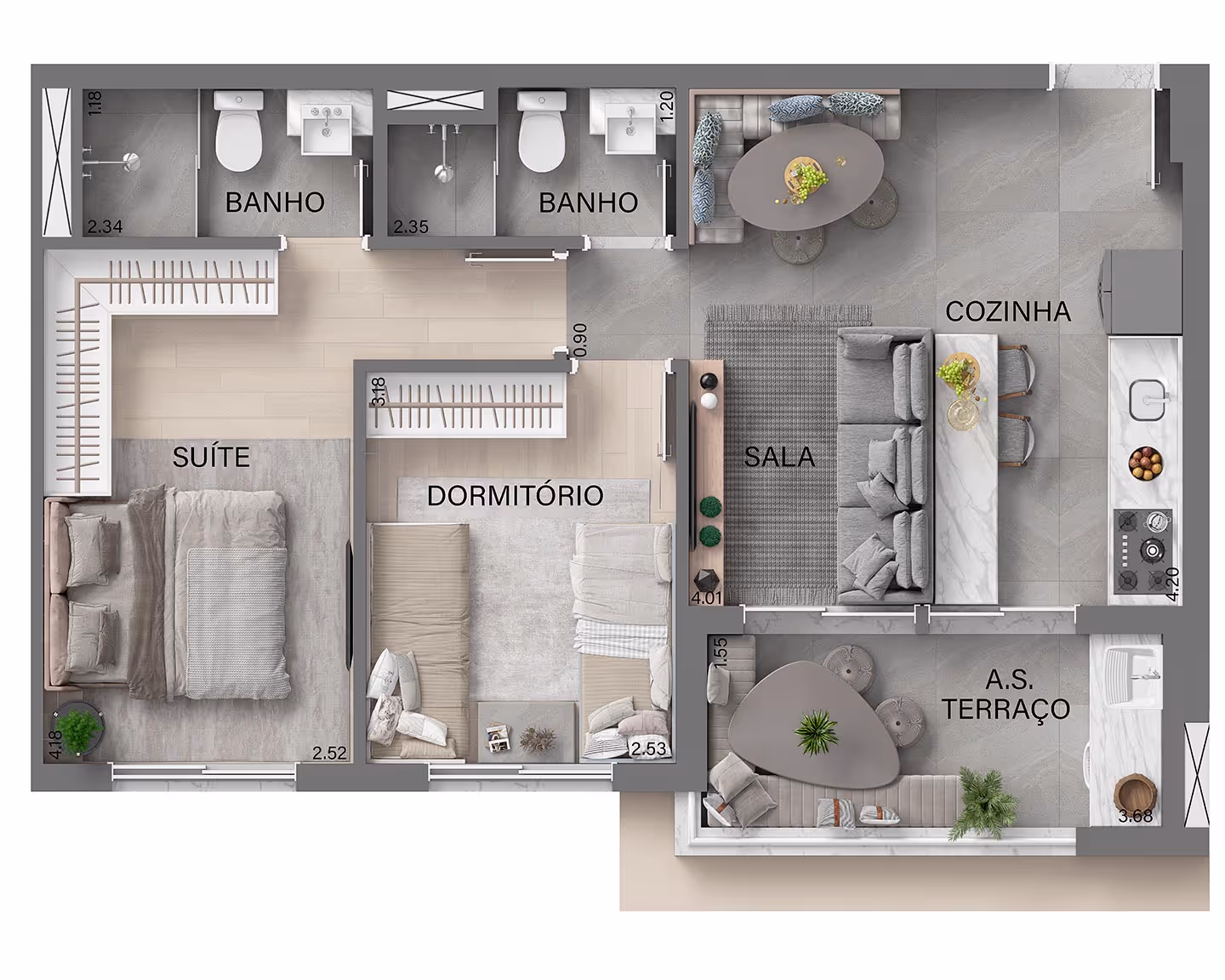 Planta Tipo 57m²